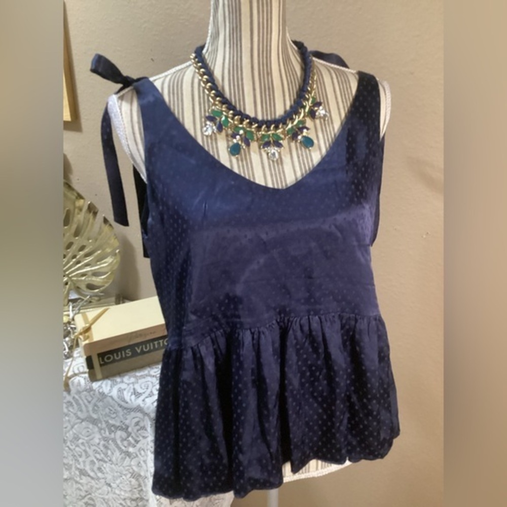 NWT Express Navy Polka Dot Blouse